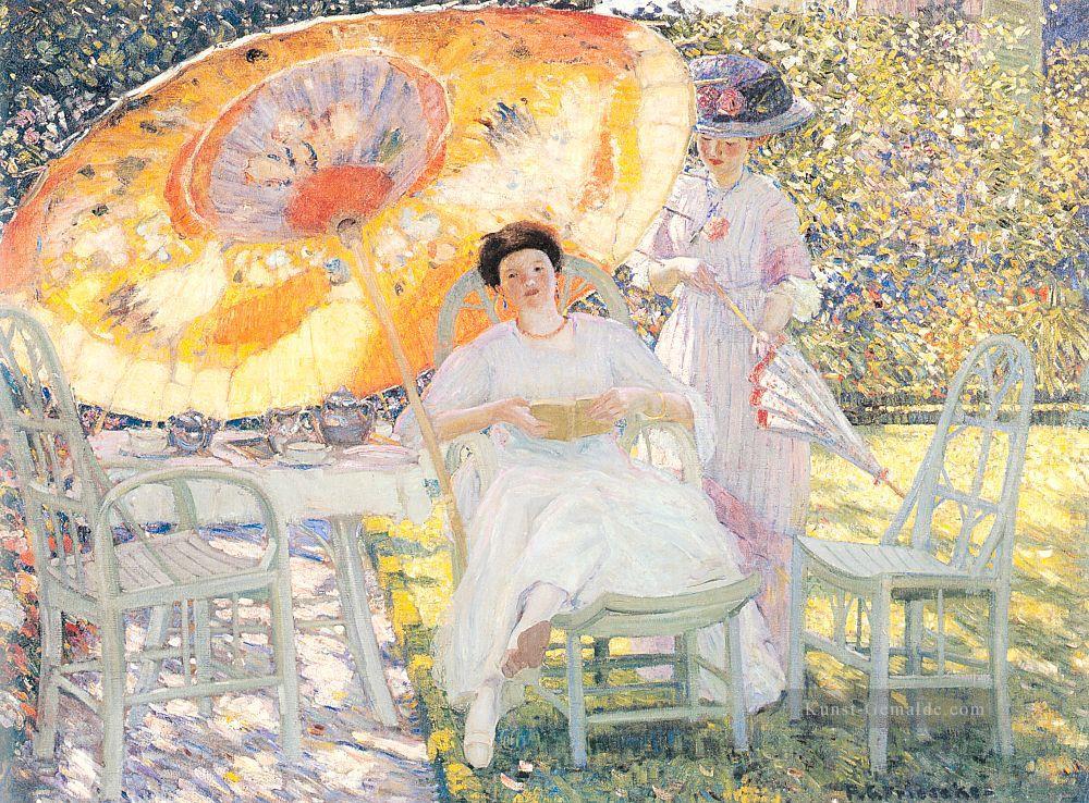 Der Garten Parasol Impressionist Frauen Frederick Carl Frieseke Ölgemälde